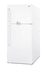 Accucold Full-size top mount refrigerator-freezer with combination lock in white (Model CTR21WLLF2)