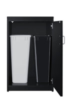 Trash cabinet with two bins included, ships fully assembled