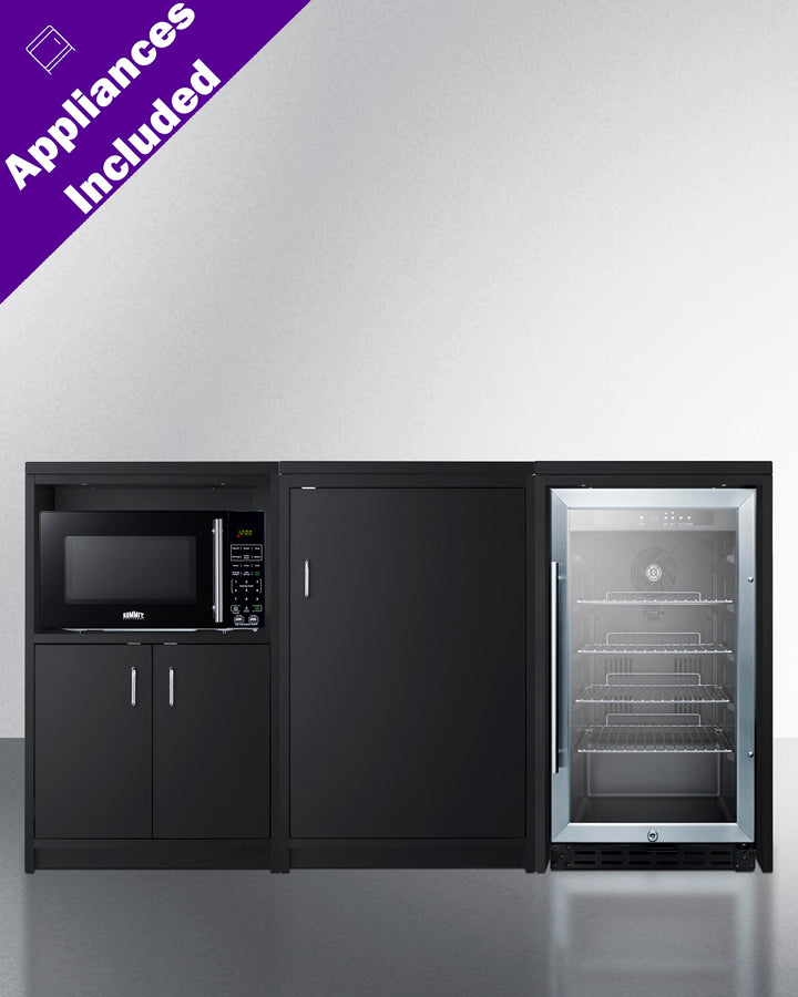 64" Wide Casework Suite with Refrigerator, Microwave, and Cabinets (Model CWSUITE64G)
