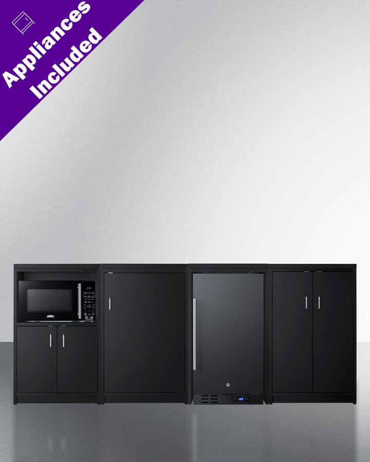 85" Wide Casework Suite with Refrigerator, Microwave, and Cabinets (Model CWSUITE85R)