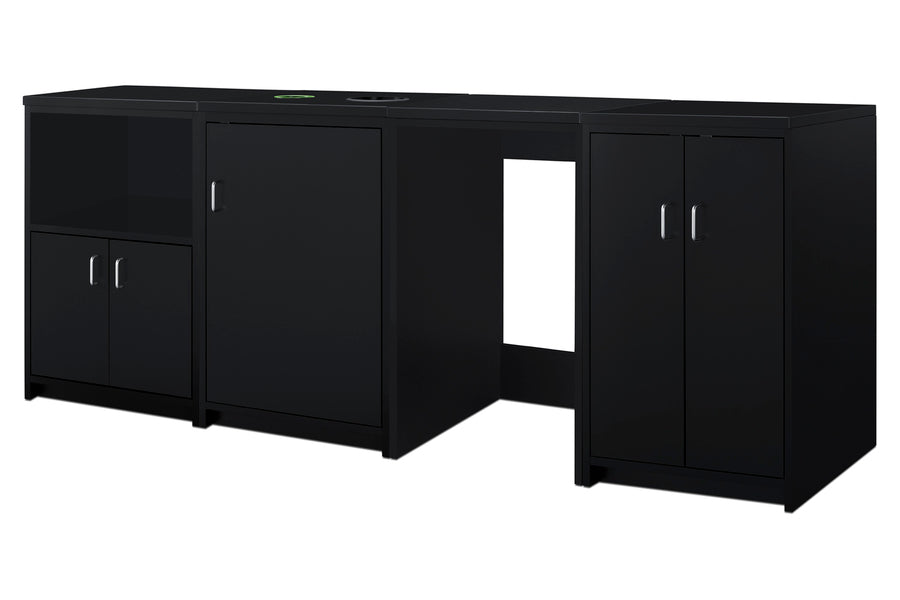 85" Wide Casework Suite with Refrigerator, Microwave, and Cabinets (Model CWSUITE85R)