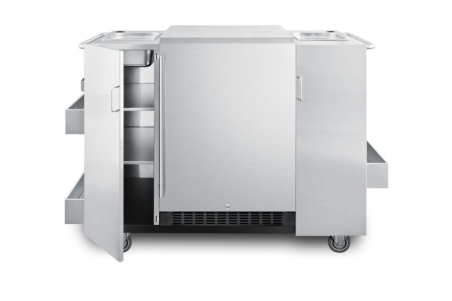 Accucold Stainless steel serving cart with SPR627OS outdoor refrigerator Main image