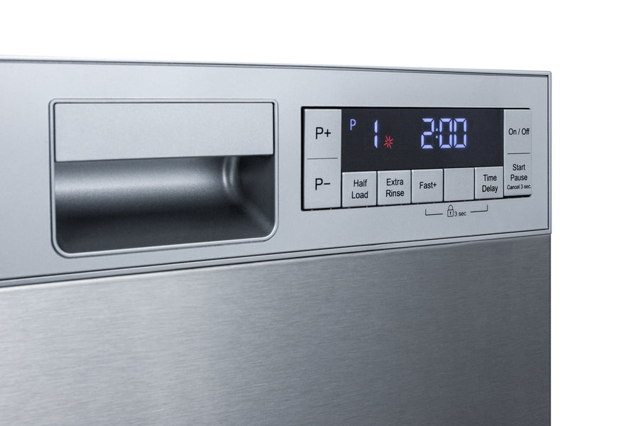 Accucold 18" wide ADA compliant ENERGY STAR certified dishwasher in stainless steel with front controls