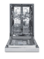Accucold 18" wide ADA compliant ENERGY STAR certified dishwasher in stainless steel with front controls