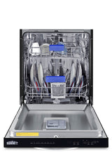 24" wide ENERGY STAR certified ADA height dishwasher in black with top-mount controls