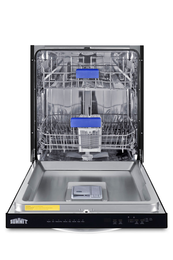 24" wide ENERGY STAR certified ADA height dishwasher in black with top-mount controls