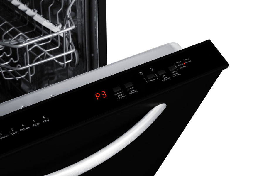 24" wide ENERGY STAR certified ADA height dishwasher in black with top-mount controls