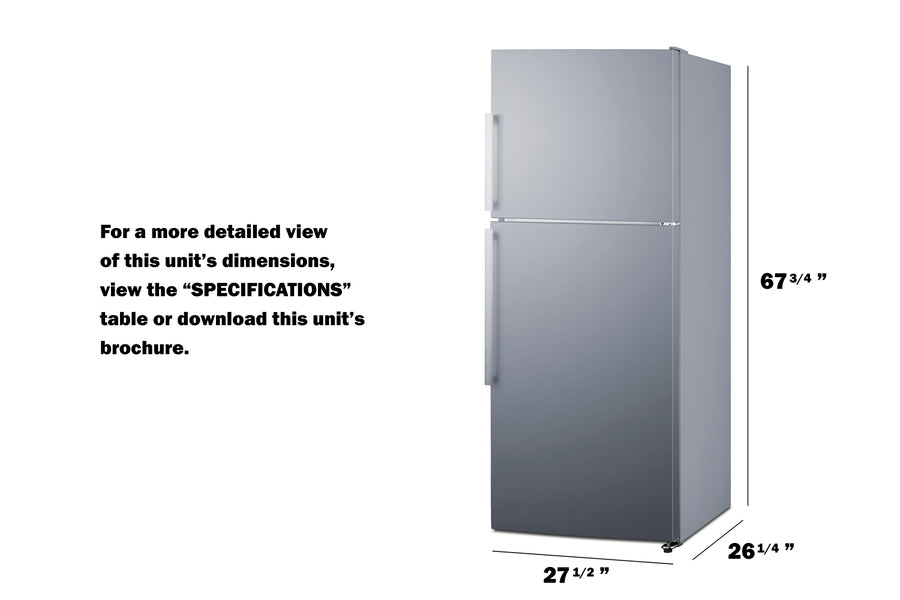 ENERGY STAR certified counter depth refrigerator-freezer with stainless steel doors, platinum cabinet, and icemaker (Mod