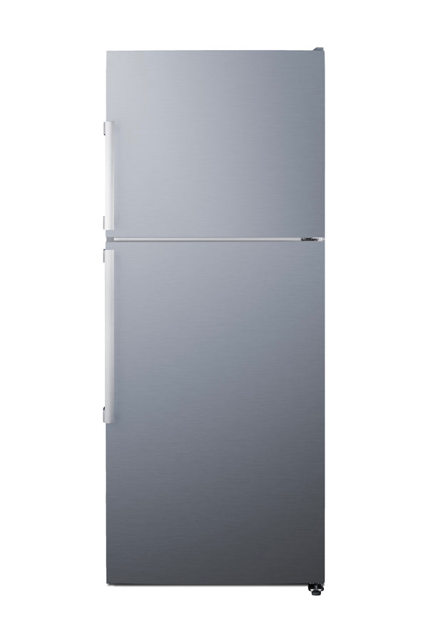 ENERGY STAR certified counter depth refrigerator-freezer with stainless steel doors, platinum cabinet, and icemaker (Mod