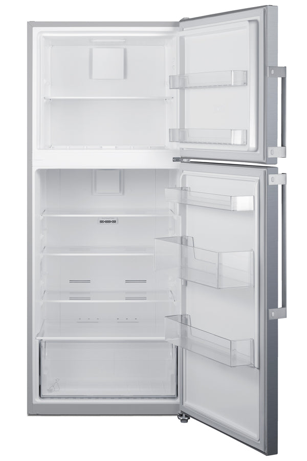 ENERGY STAR certified counter depth refrigerator-freezer with stainless steel doors, platinum cabinet, and icemaker (Mod