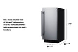 Accucold 15" Wide All-refrigerator for Built-in or Freestanding Use, with Reversible Stainless Steel Door and Lock (Model FF1532BSSLHD)