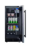 Accucold 15" Wide All-refrigerator for Built-in or Freestanding Use, with Reversible Stainless Steel Door and Lock (Model FF1532BSSLHD)