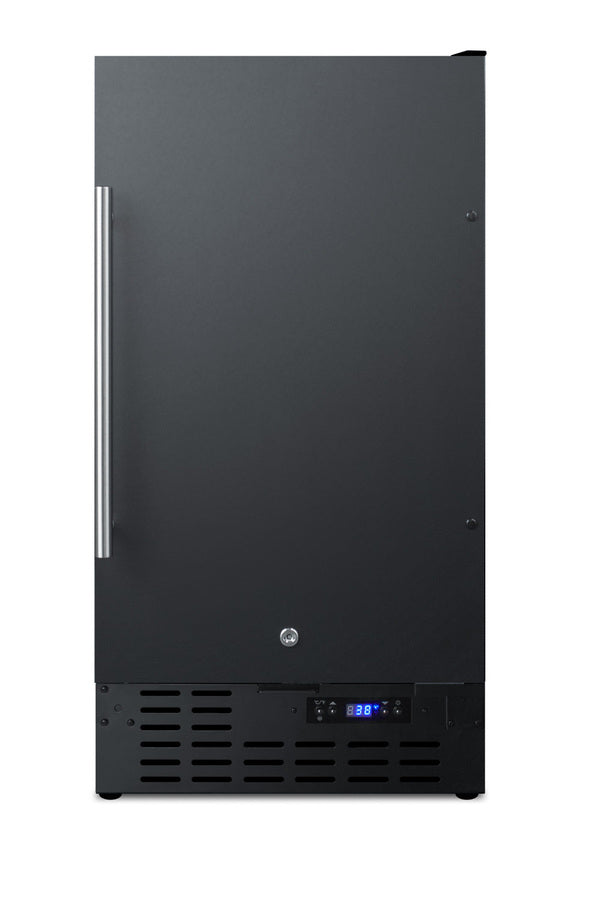 Accucold 18" wide ADA compliant built-in undercounter all-refrigerator in black with digital thermostat and front lock, ADA (Model FF1843BADALHD)