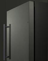 18" wide ADA compliant built-in undercounter all-refrigerator with a black stainless steel door, black cabinet, digital,