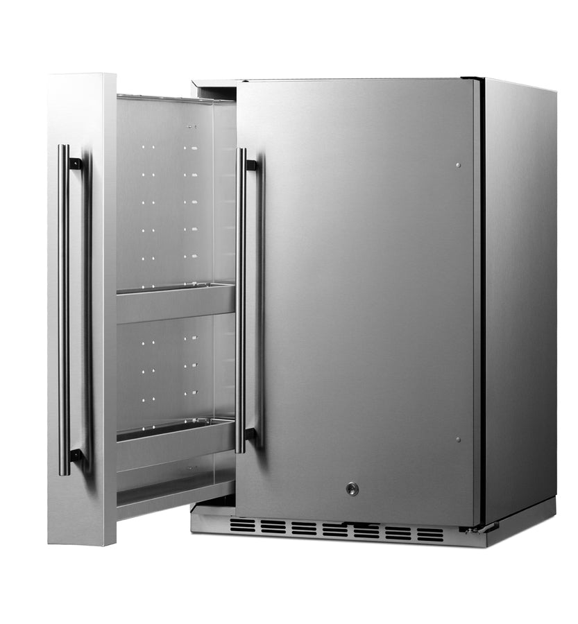 24" Wide Shallow Depth Built-in Undercounter All-refrigerator with Slide-out Side Storage Compartment