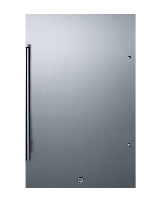 Accucold 19" Wide Shallow Depth Built-in Undercounter All-refrigerator with Stainless Steel Door, Black Cabinet, and Front Lock (Model FF195)