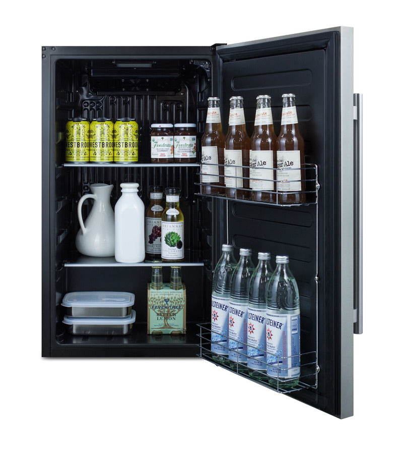 Accucold 19" Wide Shallow Depth Built-in Undercounter All-refrigerator with Stainless Steel Door, Black Cabinet, and Front Lock (Model FF195)