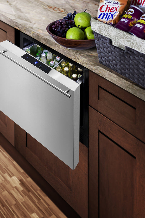 Accucold 21.5" Wide Single Drawer Bulit-in All-refrigerator for Indoor or Outdoor Use with Panel-ready Front (Model FF1DSS)