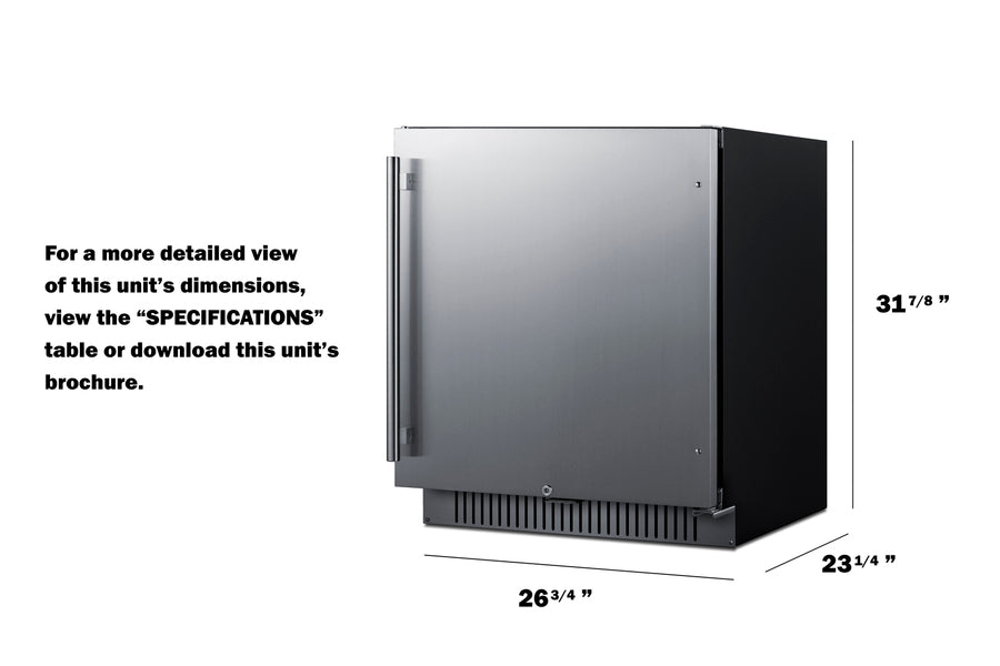 Accucold 27" wide ADA height built-in undercounter all-refrigerator for commercial or residential use, ADA (Model FF27BSSADA)