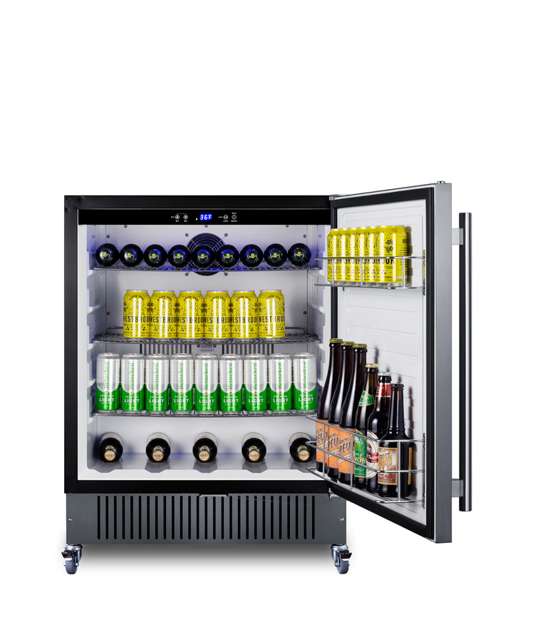 27" Wide Built-in Undercounter All-refrigerator for Commercial or Residential Use with Caster Set Included (Model FF27BS