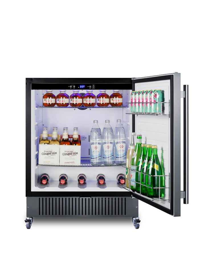 27" Wide Built-in Undercounter All-refrigerator for Commercial or Residential Use with Caster Set Included (Model FF27BS