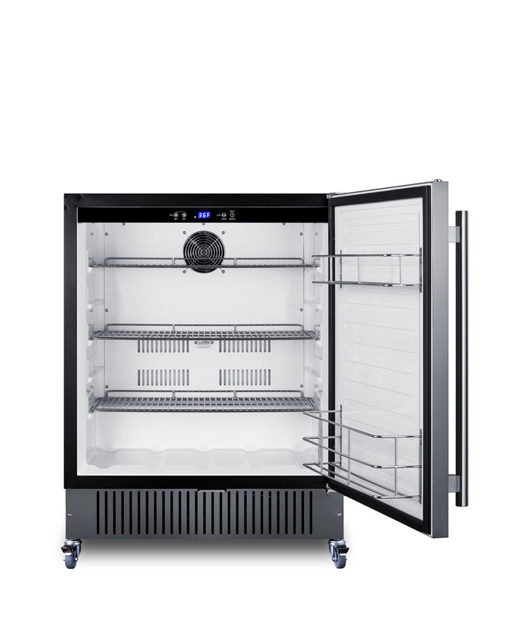 27" Wide Built-in Undercounter All-refrigerator for Commercial or Residential Use with Caster Set Included (Model FF27BS