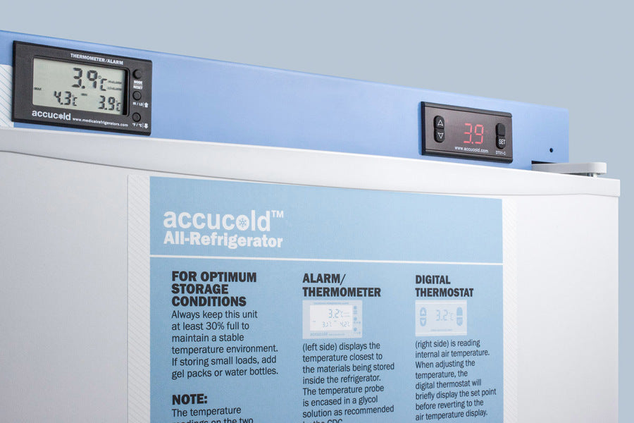 Accucold Compact auto defrost medical/scientific all-refrigerator with digital, Left Hinge – FF28LWHMED2LHD - Panel