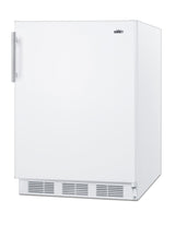 Freestanding residential counter height all-refrigerator in white with automatic defrost and deluxe interior - Angle