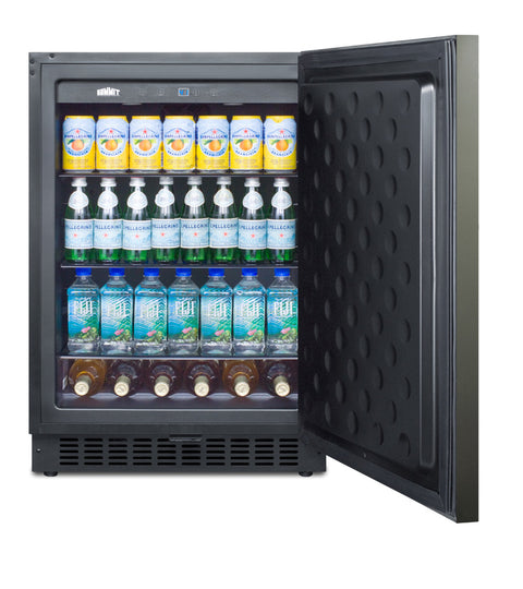 Accucold Built-in undercounter all-refrigerator for residential or commercial use, frost-free w/black stainless steel wrapped doo (Model FF64BXKSHH)