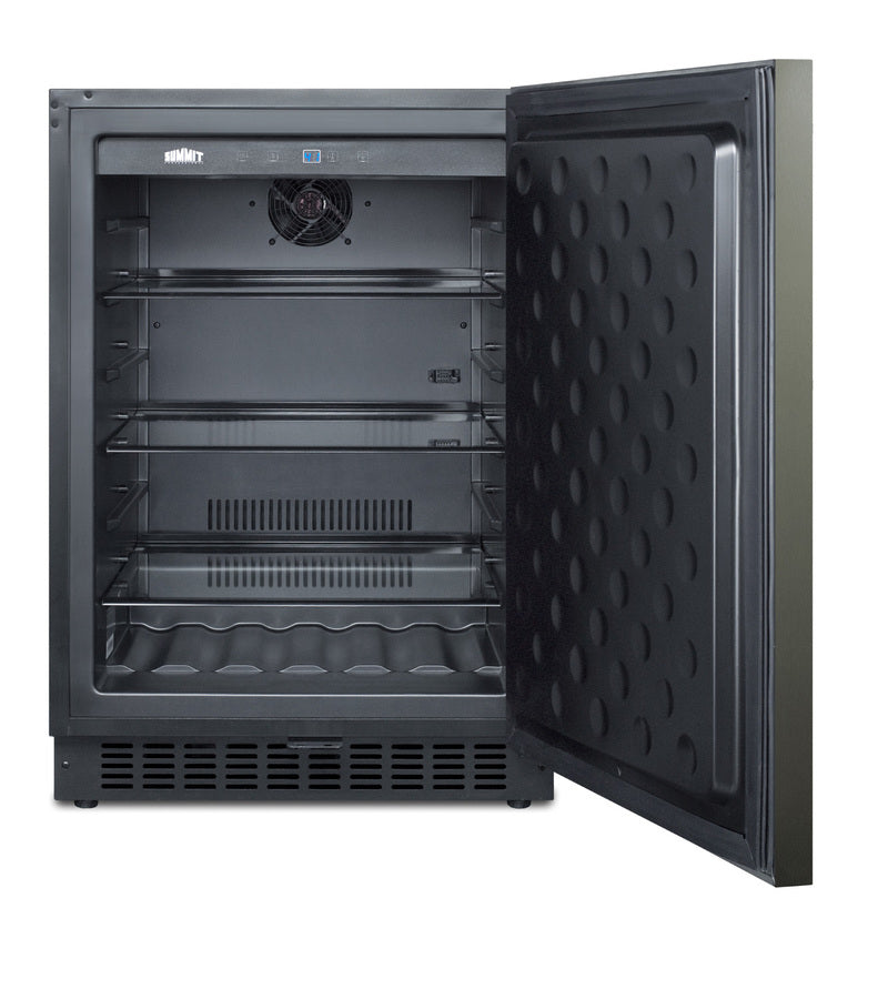 Accucold Built-in undercounter all-refrigerator for residential or commercial use, frost-free w/black stainless steel wrapped doo (Model FF64BXKSHH)