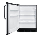 Accucold 24" wide European solid door commercial beverage zone all-refrigerator in black – FF6BK7BZLHD - Open