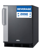 Accucold 24" wide European solid door commercial beverage zone all-refrigerator in black – FF6BK7BZ - Angle
