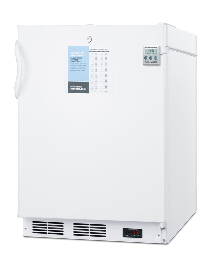Accucold 24" wide built-in ADA compliant commercial all-refrigerator in white – FF6LWBI7PLUS2ADA - Angle