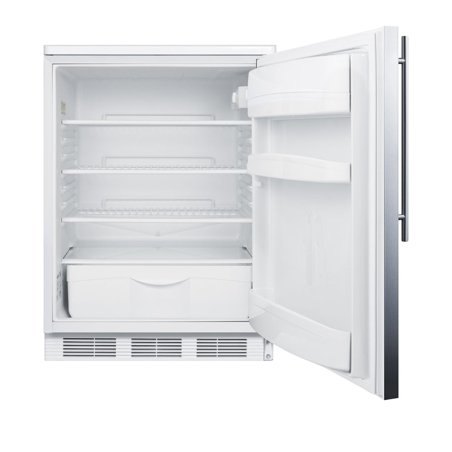 Accucold Commercially listed built-in undercounter all-refrigerator for general, Left Hinge – FF6LWBI7SSHVLHD