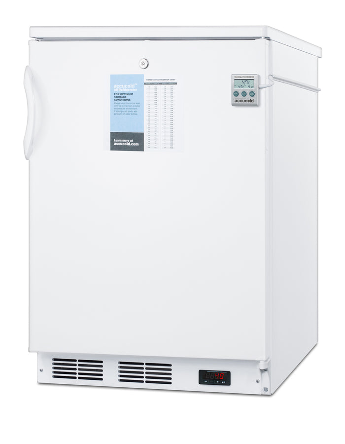 Accucold 24" wide freestanding all-refrigerator in white, auto defrost with a lock, Left Hinge, ADA – FF6LWPLUS2ADALHD