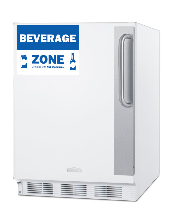 Accucold 24" wide ADA height European solid door commercial beverage zone all-refrigerator – FF6W7BZADALHD - Angle