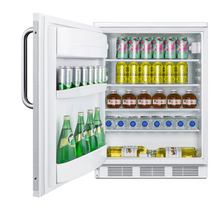 Accucold 24" wide European solid door commercial beverage zone all-refrigerator in white – FF6W7BZLHD - Full