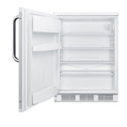 Accucold 24" wide European solid door commercial beverage zone all-refrigerator in white – FF6W7BZLHD - Open