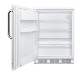 Accucold 24" wide European solid door commercial beverage zone all-refrigerator in white – FF6W7BZLHD - Open