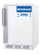 Accucold 24" wide European solid door commercial beverage zone all-refrigerator in white – FF6W7BZ - Angle