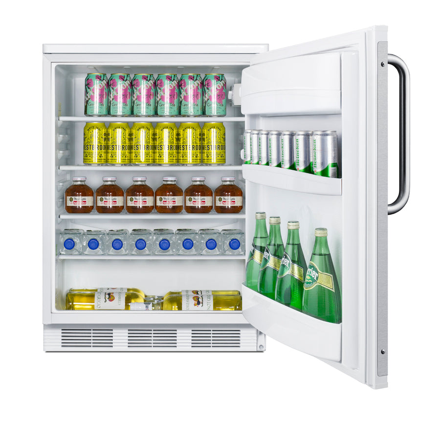 Accucold 24" wide European solid door commercial beverage zone all-refrigerator in white – FF6W7BZ - Full
