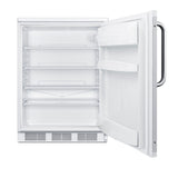 Accucold 24" wide European solid door commercial beverage zone all-refrigerator in white – FF6W7BZ - Open