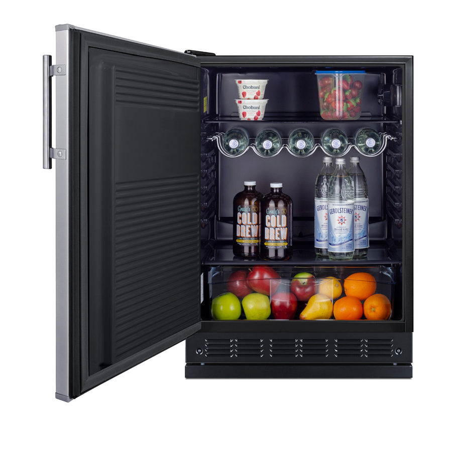Accucold 24" wide undercounter European all-refrigerator (Model FF708BLSSRSLHD)