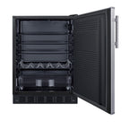 24" wide ADA height European all-refrigerator, ADA (Model FF708BLSSIFADA) - Open