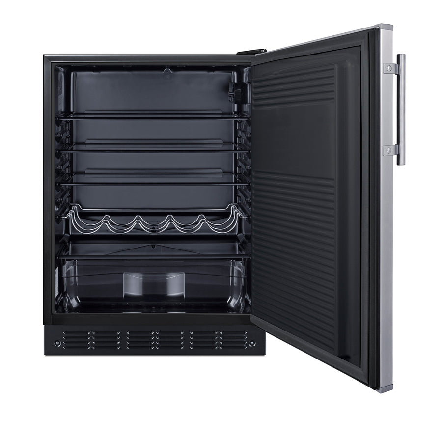 24" wide ADA height European all-refrigerator, ADA (Model FF708BLSSIFADA) - Open