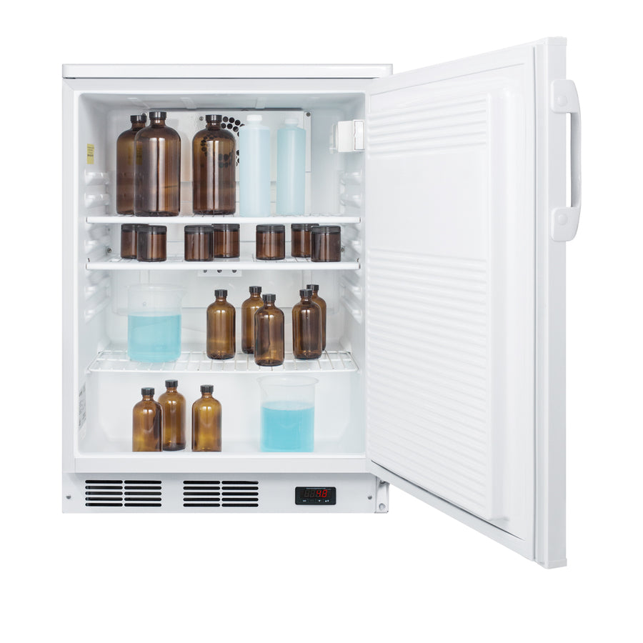 Accucold 24" wide built-in all-refrigerator in white, auto defrost with a lock, Left Hinge, ADA – FF7LWBIPLUS2ADALHD
