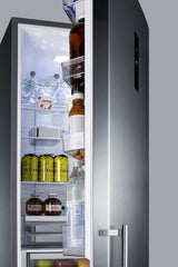 European counter depth bottom freezer refrigerator with icemaker, stainless steel doors, platinum cabinet, and digital c (Model FFBF181ES2IM) - Detail