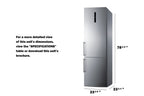 European counter depth bottom freezer refrigerator with icemaker, stainless steel doors, platinum cabinet, and digital c (Model FFBF181ES2IM) - Dimensions