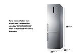 European counter depth bottom freezer refrigerator with icemaker, stainless steel doors, platinum cabinet, and digital c (Model FFBF181ES2IM) - Dimensions