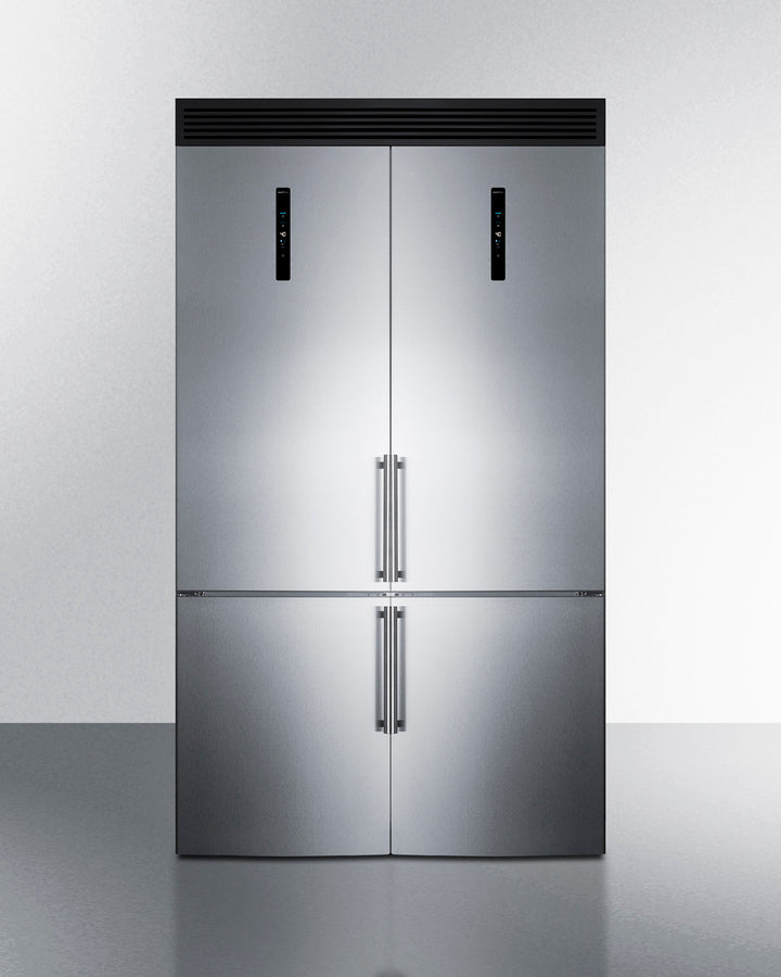 European counter depth bottom freezer refrigerator with icemaker, stainless steel doors, platinum cabinet, and digital c (Model FFBF181ES2IM) - Grille Front